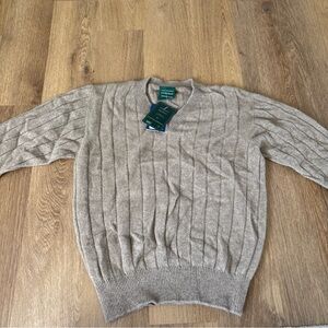 LOTHLORIAN New Zealand Men's Sweater Sz S Possum Wool Blend Tan Lt. Brown EUC